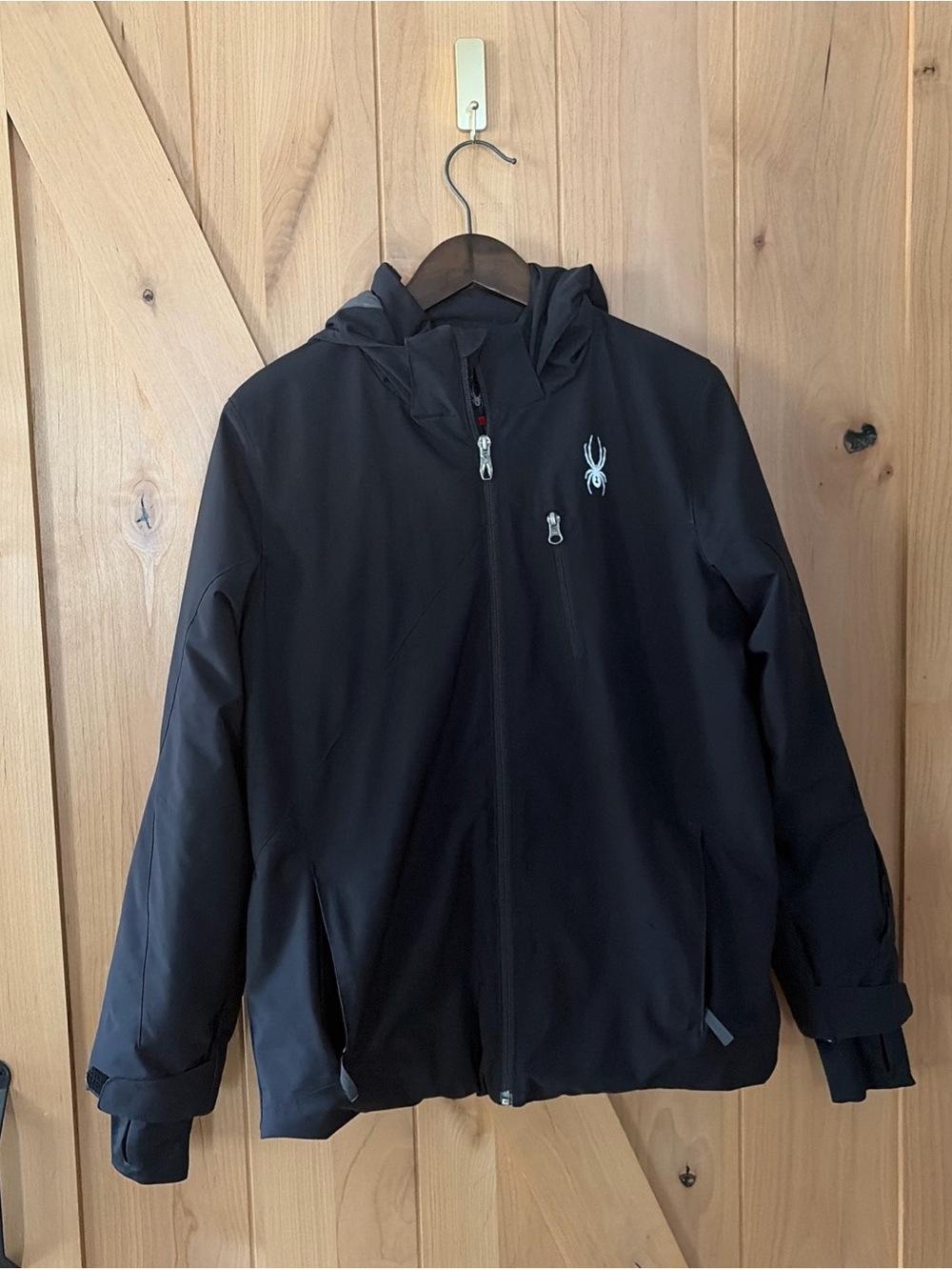 Spyder Youth Hooded Winter Zip Jacket Polyester 18 Black Unisex